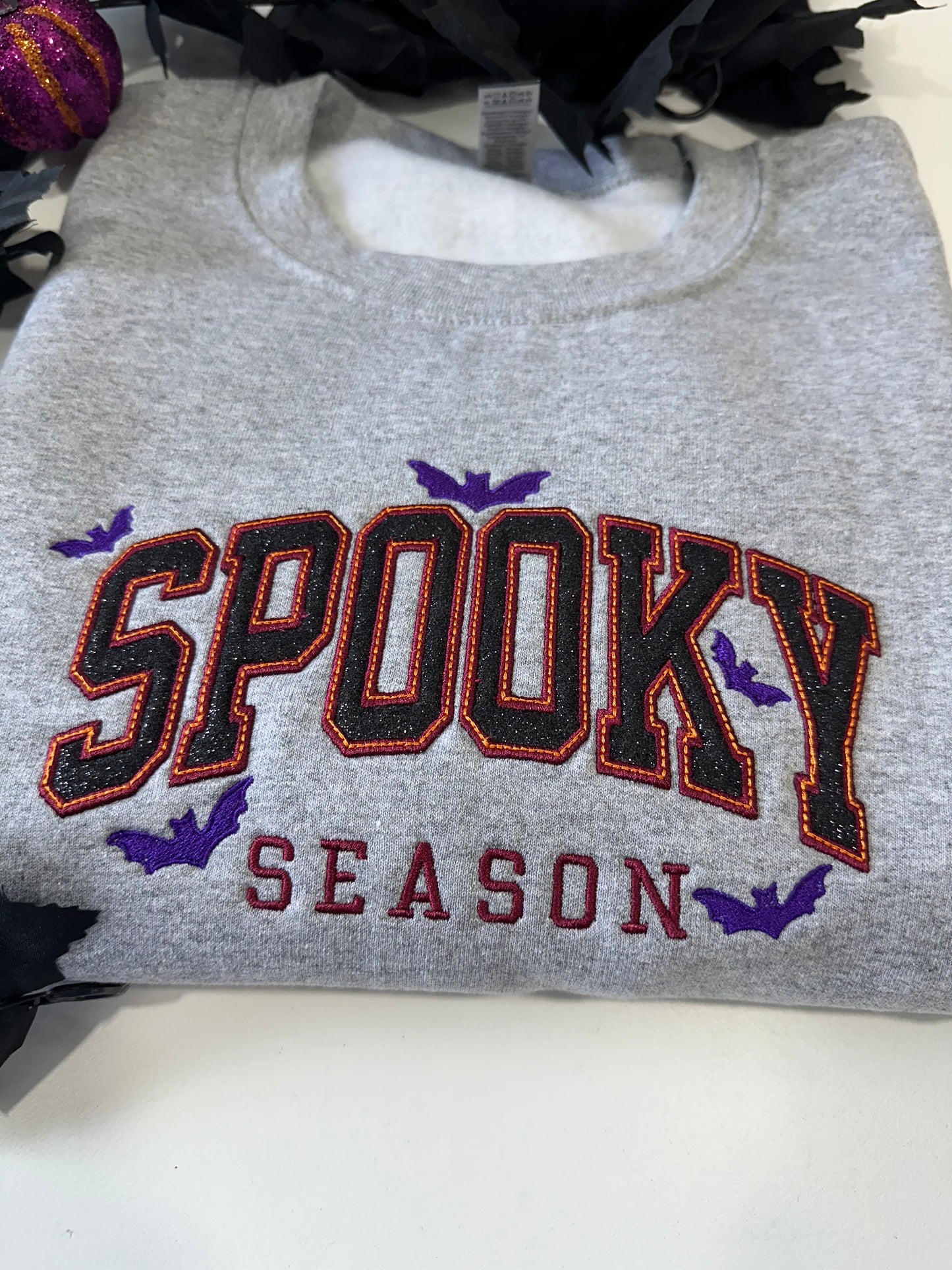 Spooky Season Glitter Embroidered Sweatshirt