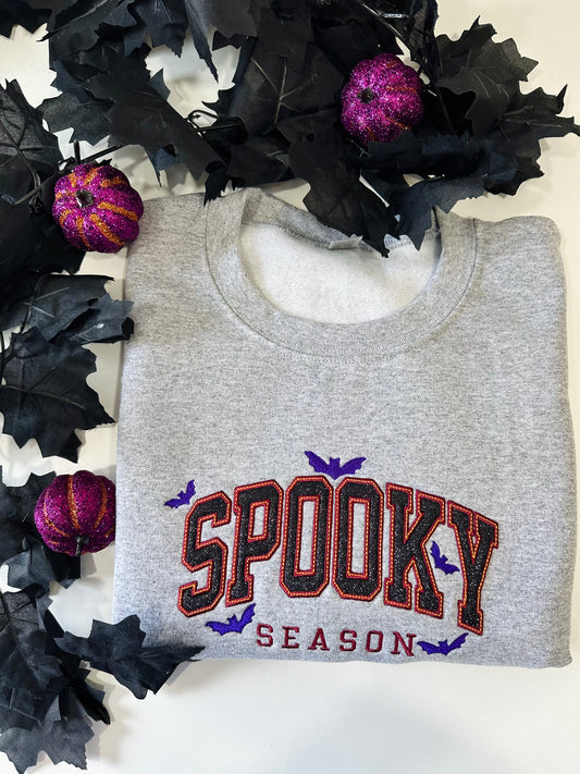 Spooky Season Glitter Embroidered Sweatshirt