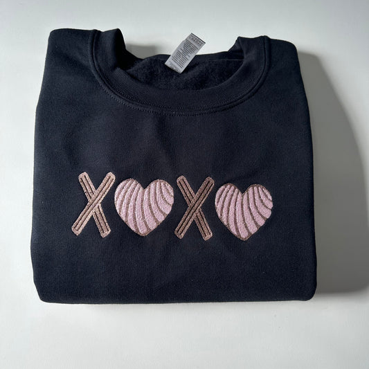 XOXO Concha Churro Valentines Embroidered Sweatshirt