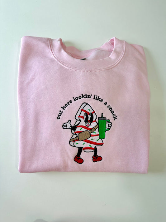 Lookin Like a Snack Christmas Embroidered Sweatshirt