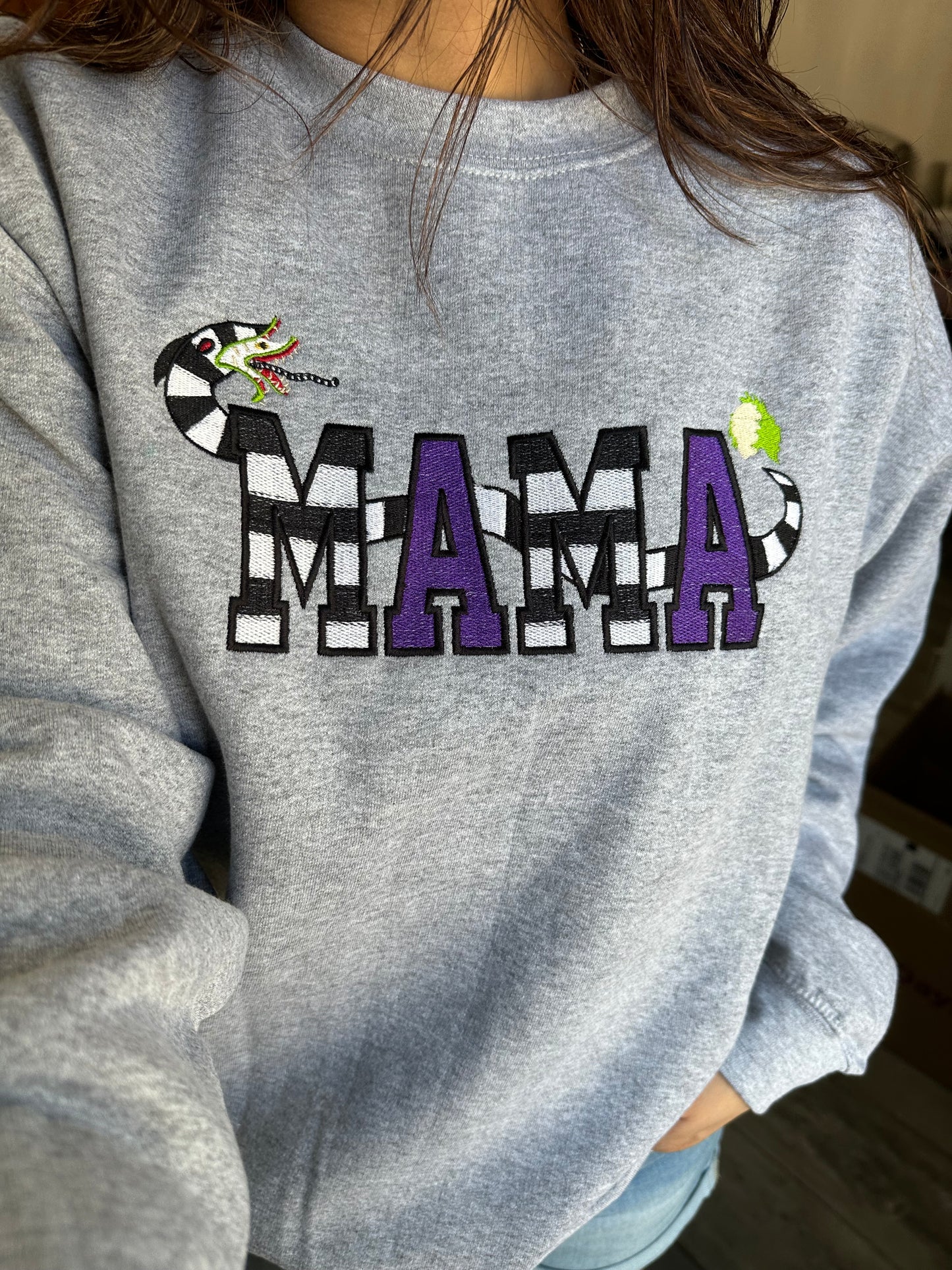 Mama Bettlejuice Embroidered Sweatshirt