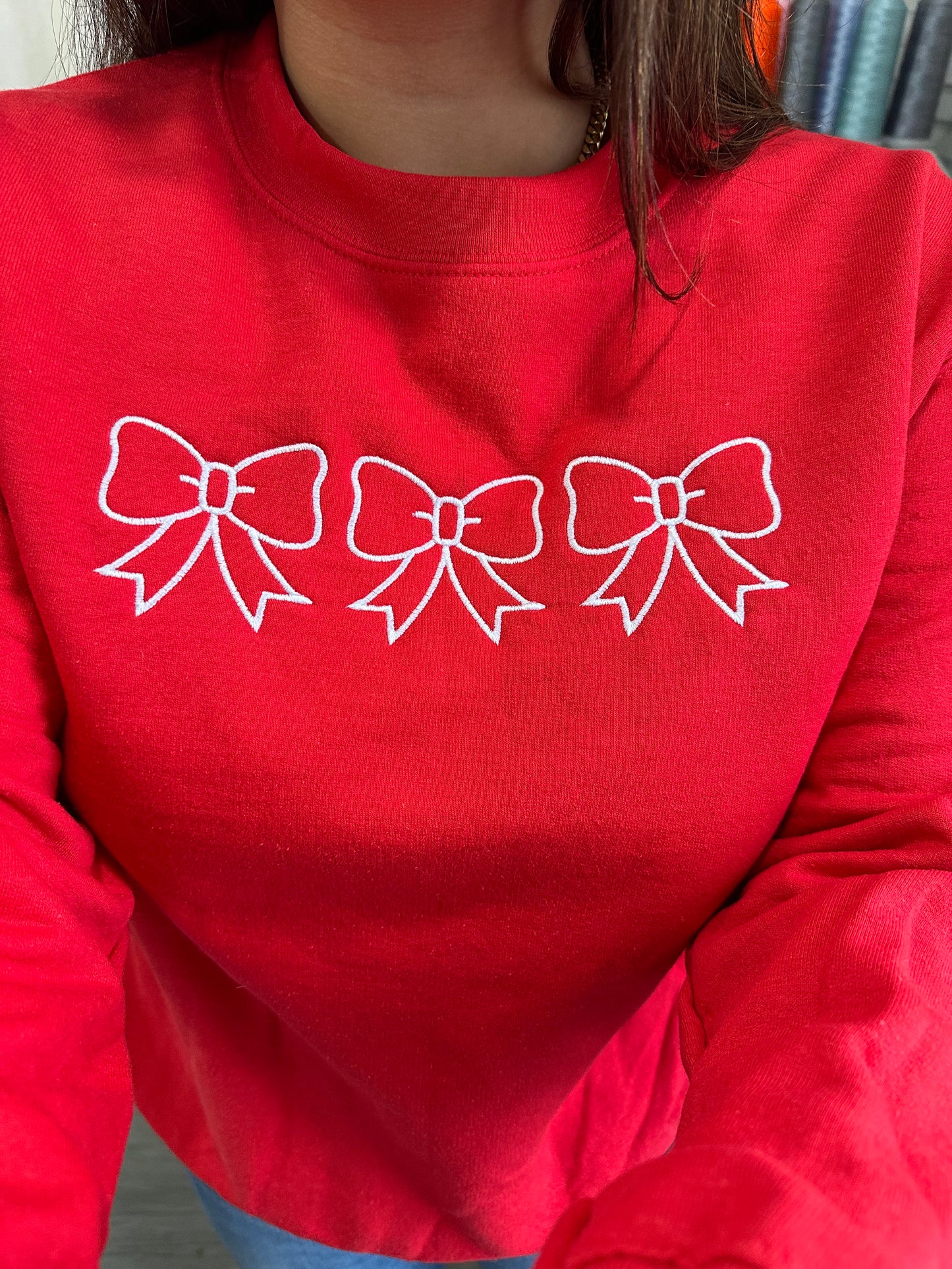 Bows Coquette Embroidered Sweatshirt