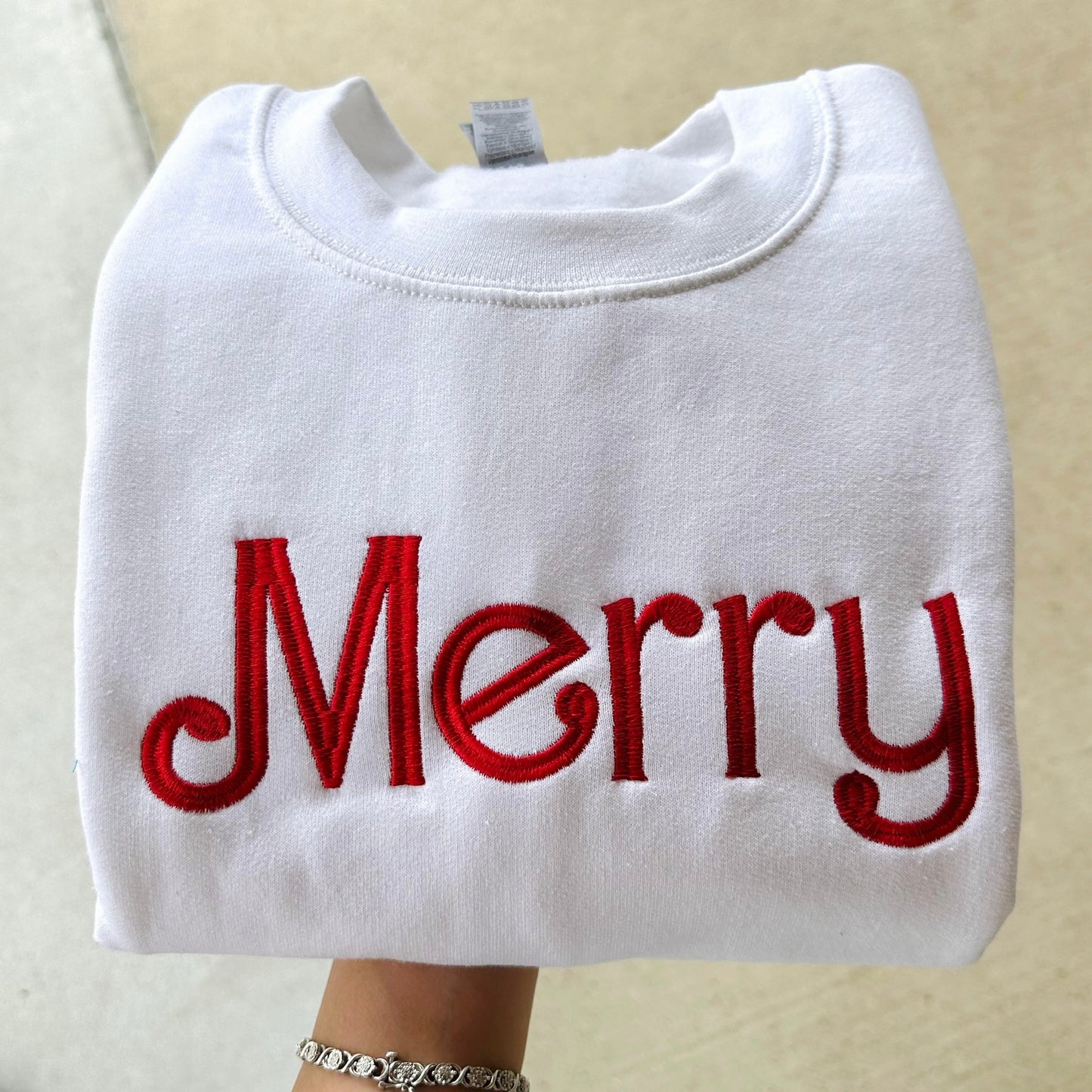 Merry Embroidered Christmas Sweatshirt