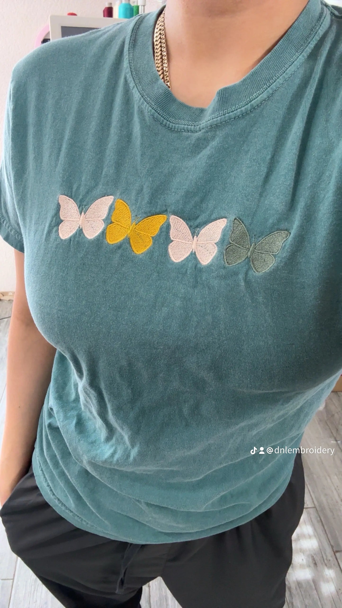 Butterflies Embroidered T-Shirt