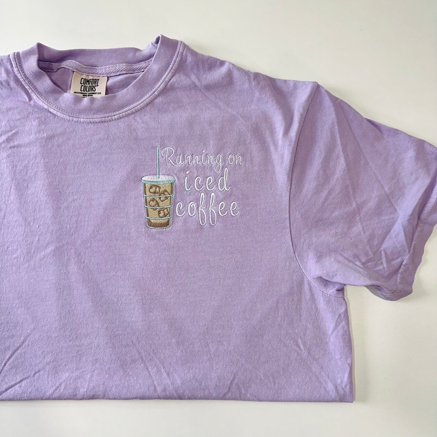 Running on Iced Coffee Embroidered T-Shirt