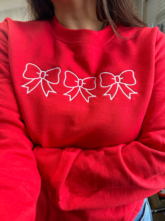 Bows Coquette Embroidered Sweatshirt