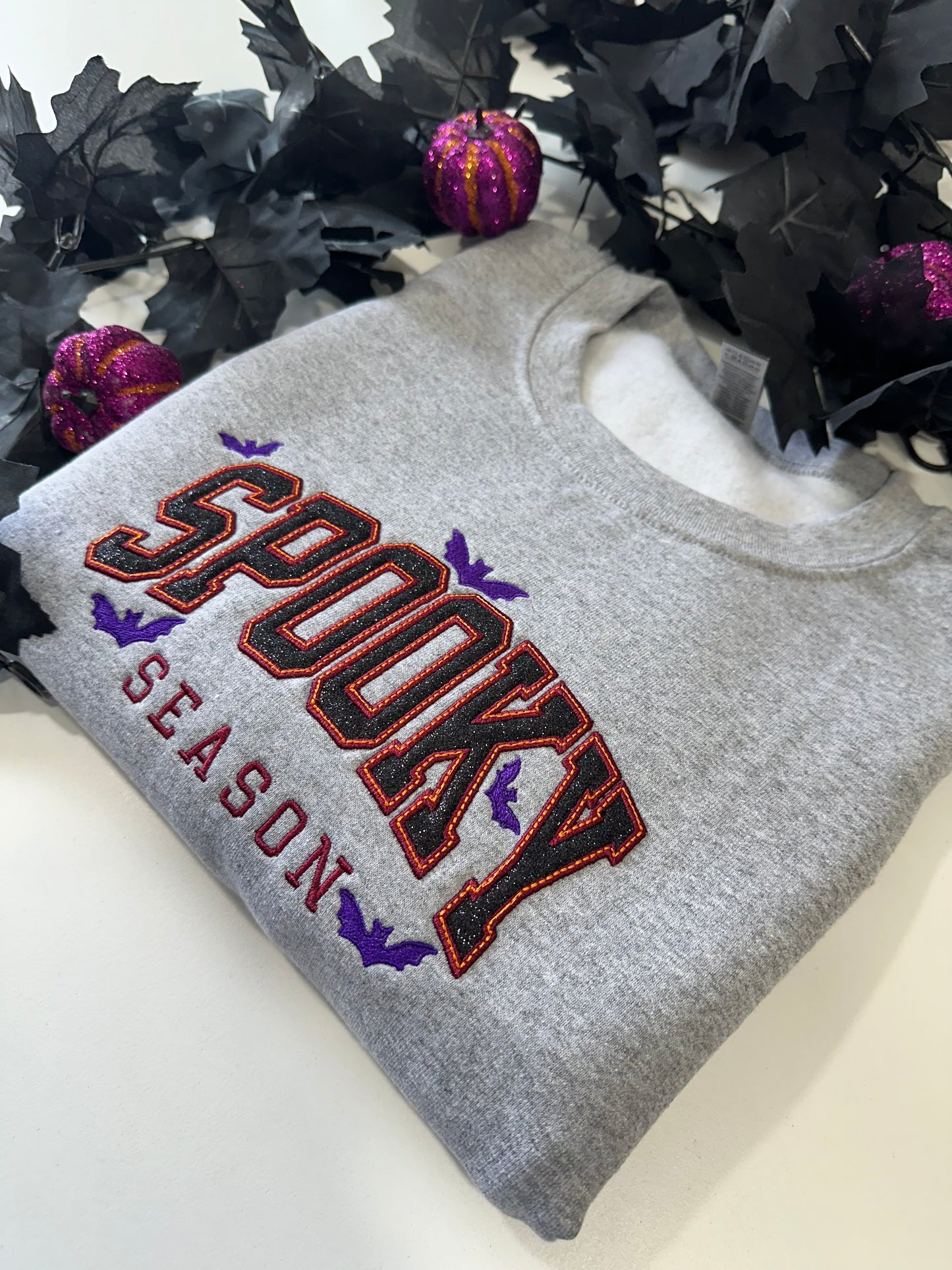 Spooky Season Glitter Embroidered Sweatshirt