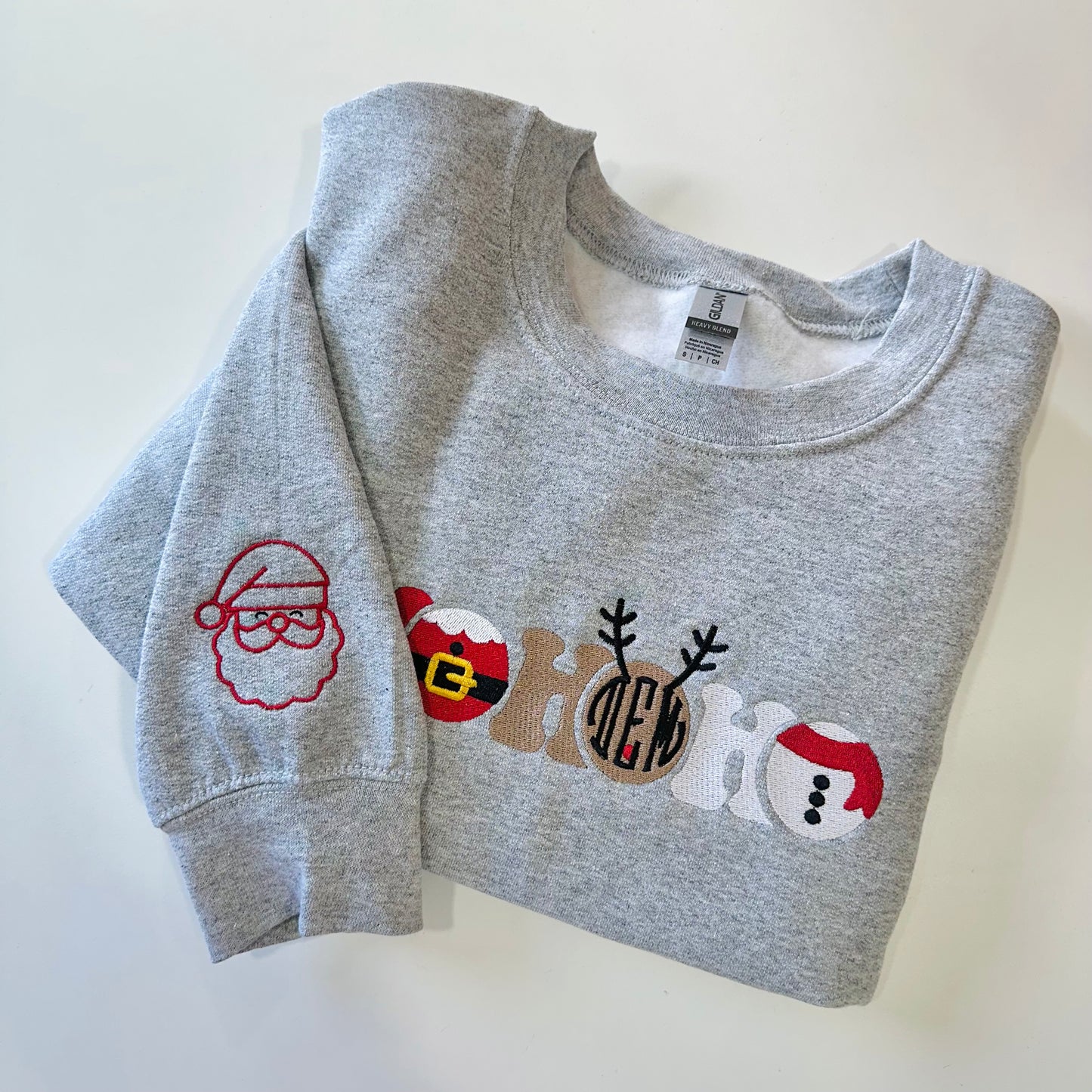 HOHOHO Christmas Embroidered Sweatshirt (Personalized initials)