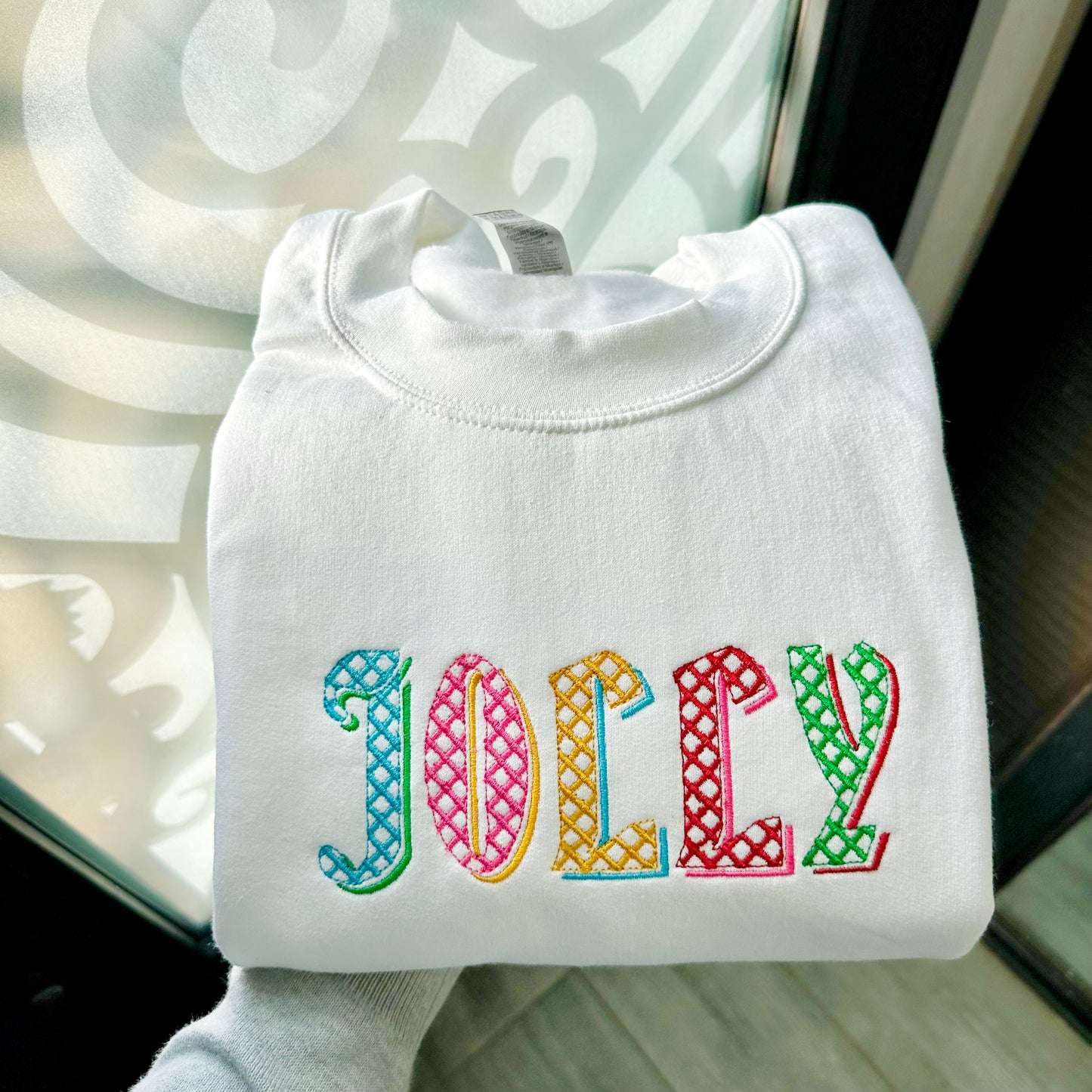 Jolly Embroidered Christmas Sweatshirt