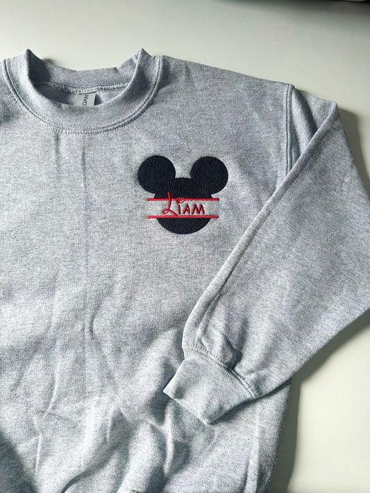 Personalized Mouse Embroidered Sweatshirt Toddler & Youth Sizes Custom Name