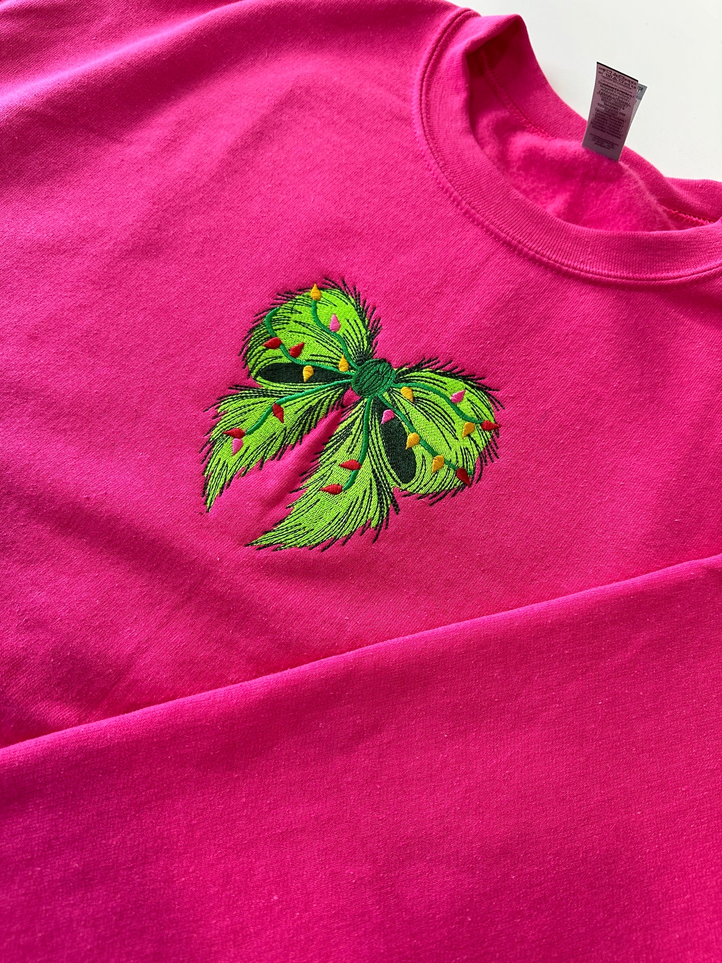 Grinch Bow Christmas Embroidered Sweatshirt