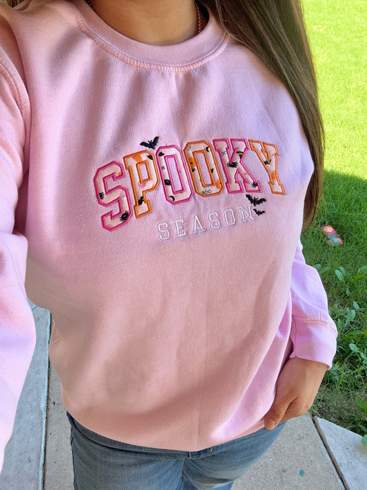 Pink Halloween Embroidered Sweatshirt