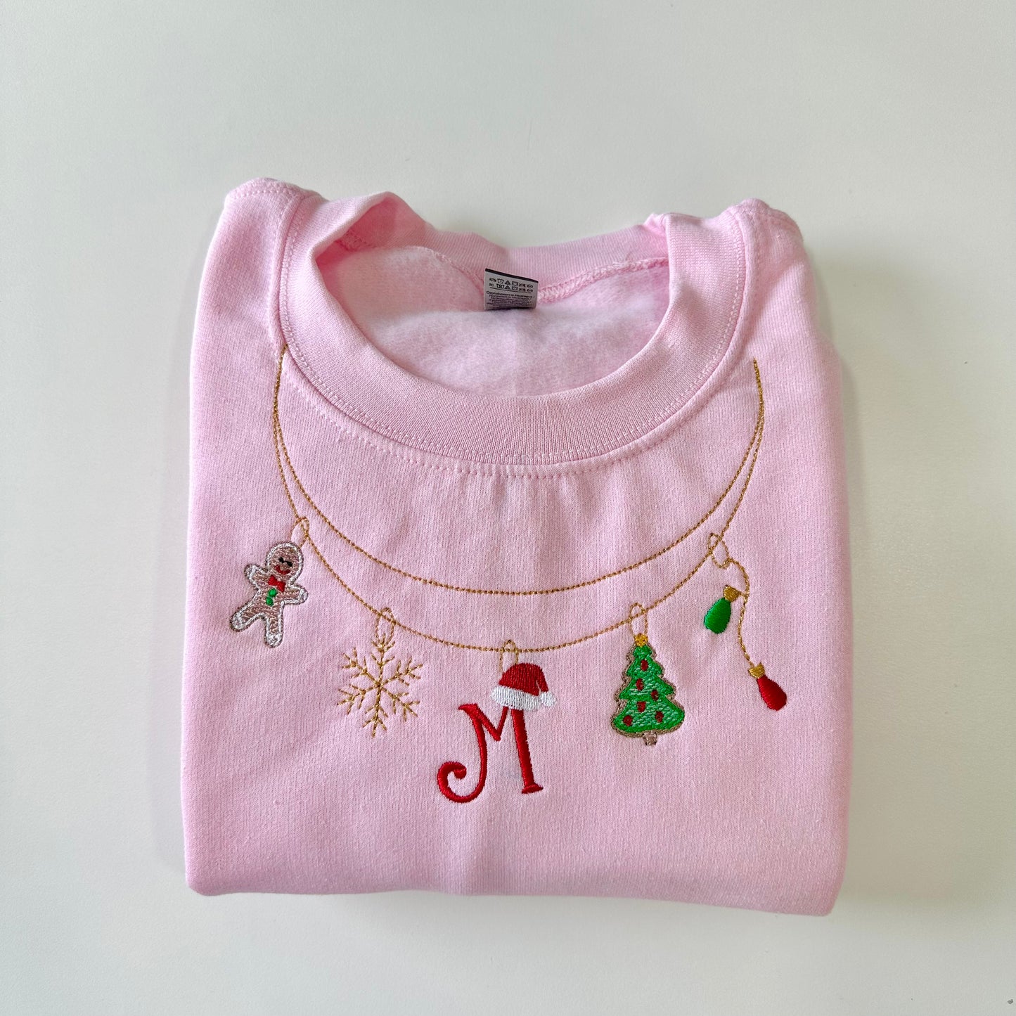 Personalized Christmas Necklace Embroidered Sweatshirt