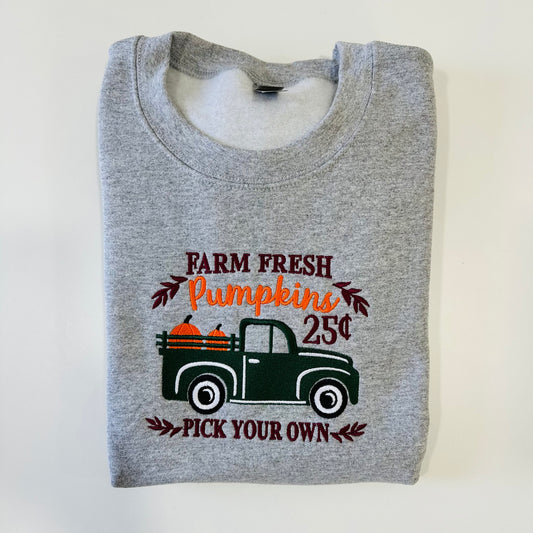 Pumpkin Truck Embroidered Sweatshirt