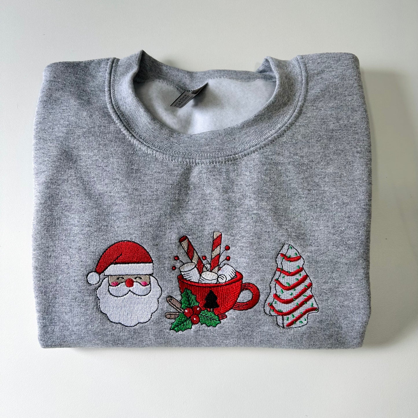 Santa, Christmas Cake & Hot Chocolate Embroidered Sweatshirt