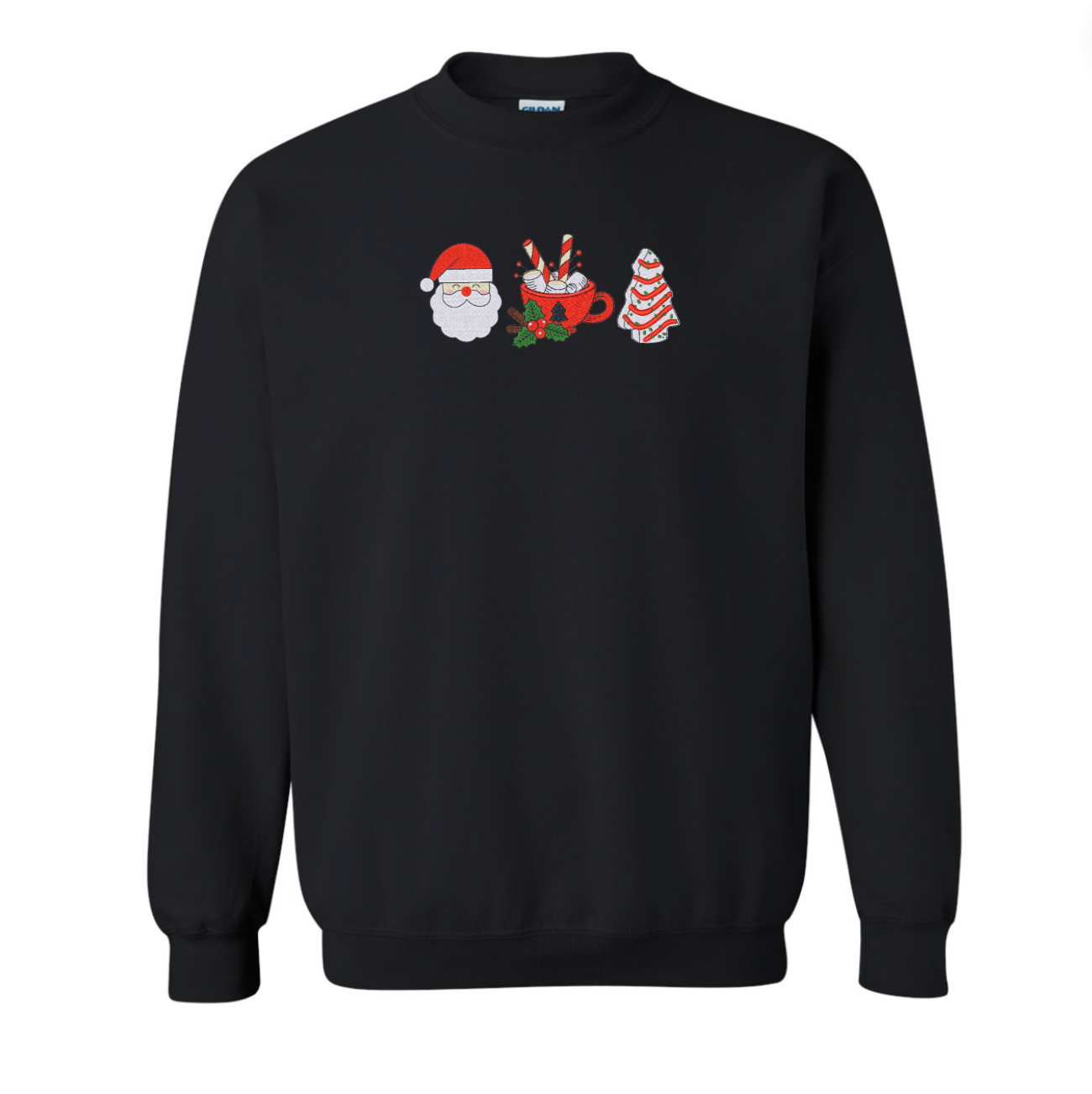 Santa, Christmas Cake & Hot Chocolate Embroidered Sweatshirt